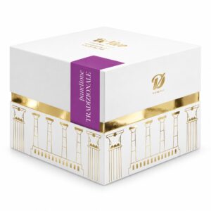 Panettone Tradicional De Vivo 1 kg en caja regalo blanca y dorada