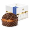 Panettone de Chocolate De Vivo 1 kg con cobertura y virutas de chocolate junto a caja regalo