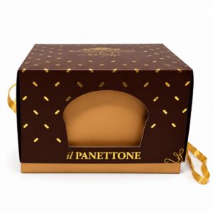 Caja regalo del Panettone de Chocolate Roberto Cantolacqua 1 kg en marrĂłn y dorado