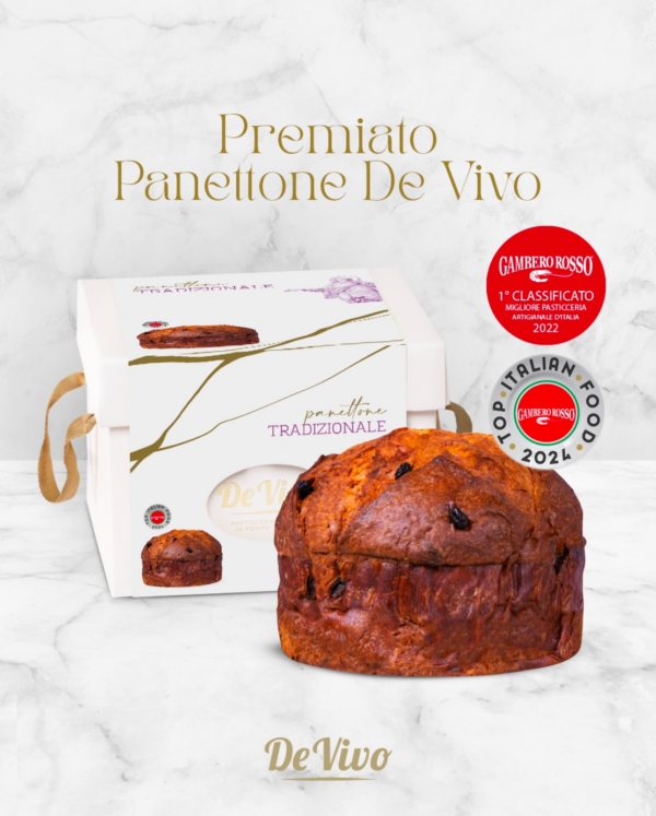 Panettone clásico De Vivo 1 kg artesanal italiano, panettone tradicional con estuche