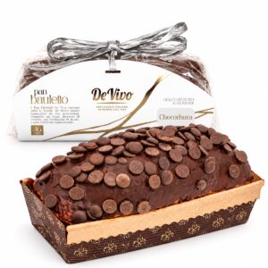 PanBauletto Chocorhum De Vivo 400 g con cobertura de chocolate y piezas de chocolate junto a su envase