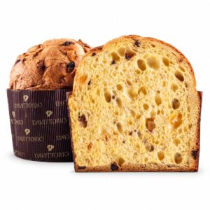 Panettone Da Vittorio Tradicional 1 kg cortado con miga alveolada, pasas y fruta confitada