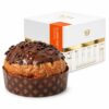 Panettone de Chocolate Negro y Ron De Vivo 1 kg con cobertura de chocolate junto a caja regalo