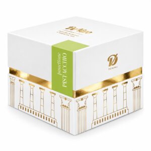 Panettone de Pistacho De Vivo 1 kg en caja regalo blanca y dorada