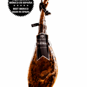 Jamón de bellota 100% ibérico Aljomar pieza entera colgada en secadero
