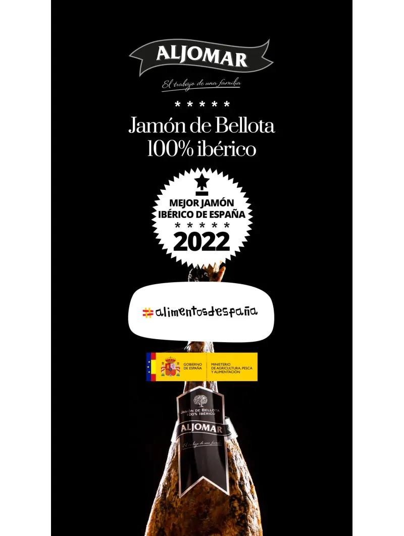 Jamón de Bellota 100% Ibérico Aljomar – Mejor Jamón de España 2022 Jamón de bellota 100% ibérico Aljomar premiado mejor jamón ibérico de España 2022