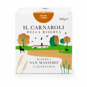 Arroz Carnaroli Classico Riserva San Massimo 500 g en estuche para risotto italiano