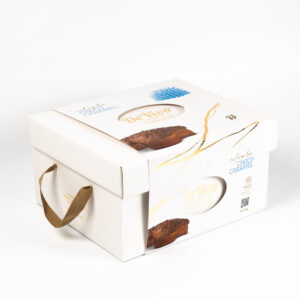 Estuche de colomba de Pascua italiana de chocolate y caramelo De Vivo con asa