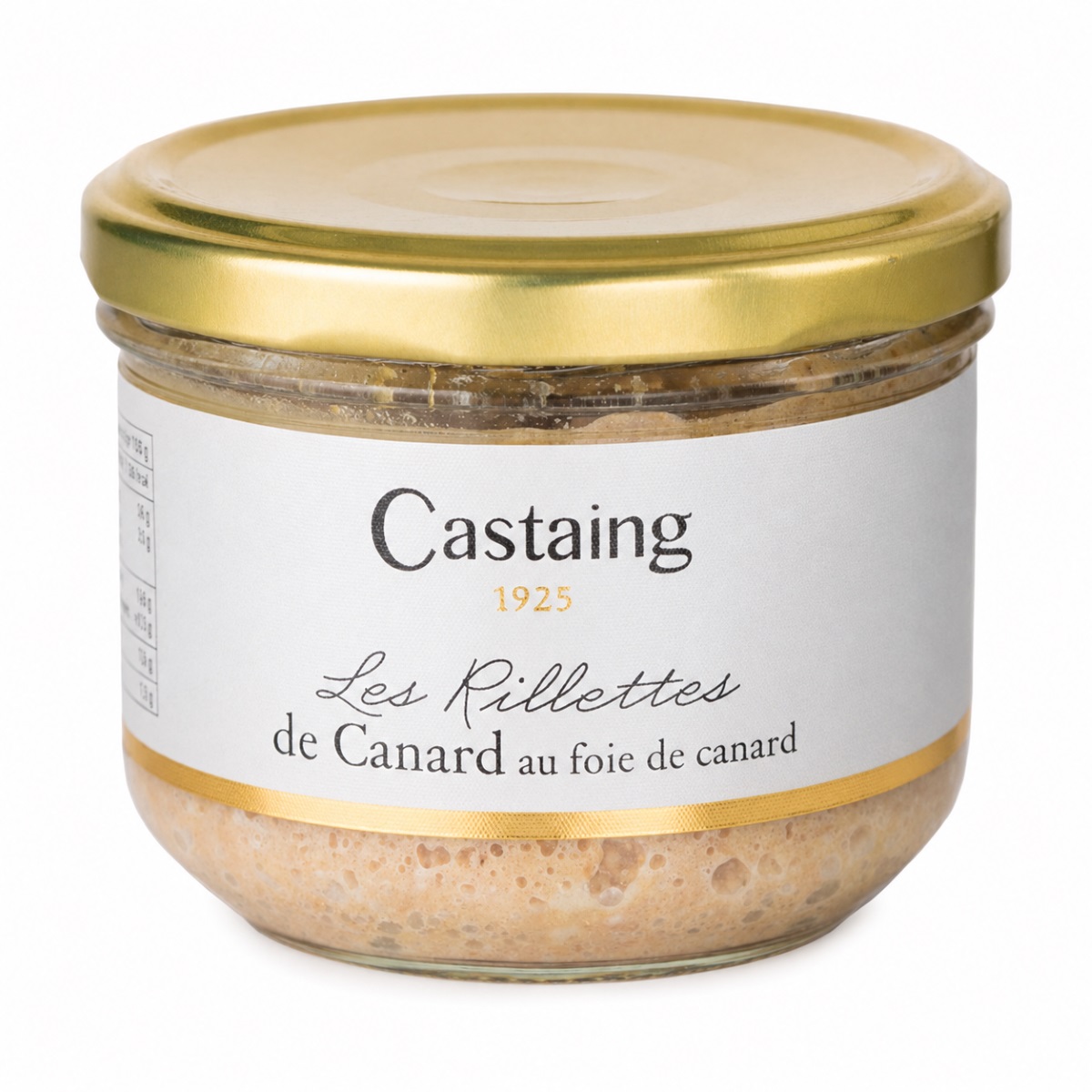 Rillettes de Pato con Foie Castaing · 180 g Rillettes de Pato con Foie Castaing 180 g en tarro de cristal