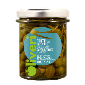Alcaparrones en vinagre Oliveri Piemonte frutti del cappero italianos en tarro de cristal