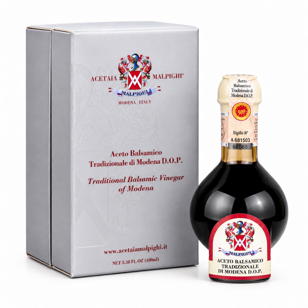 Balsámico Tradicional de Módena DOP Affinato Malpighi con estuche plateado