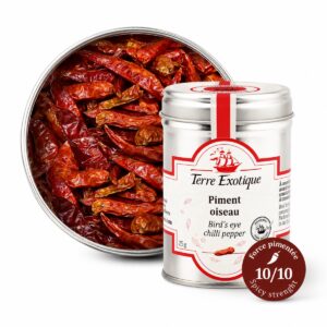 Chile Bird’s Eye Picante Extremo Terre Exotique 25 g en lata metálica