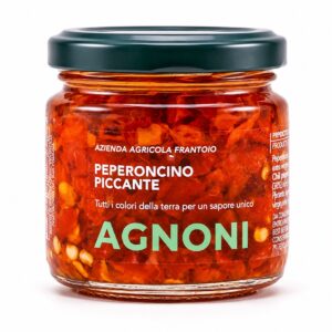 Peperoncino piccante Agnoni en tarro de cristal con guindilla italiana en aceite