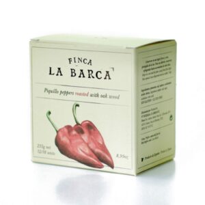 Pimientos del Piquillo asados a la leña Finca La Barca 255 g en tarro, pimientos gourmet con asado tradicional.
