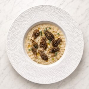 Risotto con Colmenillas Oliveri Piemonte 250 g servido en plato