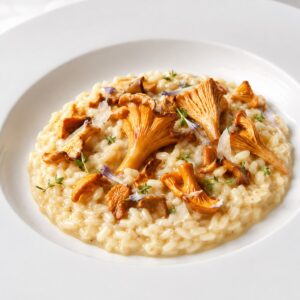 Risotto con Rebozuelos Oliveri Piemonte 250 g servido en plato
