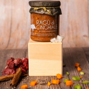 Salsa ragú de jabalí Alpe Magna, ragú italiano artesanal de carne de caza elaborado en las Dolomitas.