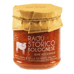 Salsa ragú boloñesa tradicional Alpe Magna, ragú italiano artesanal elaborado a mano con carne y tomate según receta histórica.