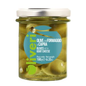 Aceitunas Rellenas de Queso de Cabra Oliveri Piemonte 180 g en tarro de vidrio