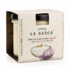 Alioli con Aceite de Oliva Ahumado Finca La Barca 120 ml en estuche con tarro de cristal sobre fondo blanco