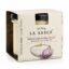 Alioli con Aceite de Oliva Ahumado Finca La Barca 120 ml en estuche con tarro de cristal sobre fondo blanco