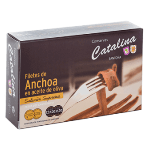 Estuche de anchoas del Cantábrico en aceite de oliva selección premium Conservas Catalina.