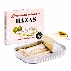 Boquerones en Vinagre Hazas 100 g con lata abierta y estuche