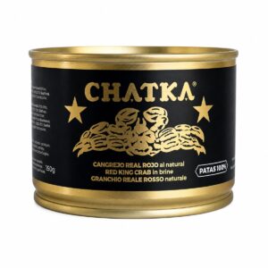 Cangrejo Real Ruso Chatka al Natural 100% Patas Enteras 185 g en lata negra y dorada