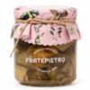 Corazones de alcachofa en aceite de oliva Fratepietro 6-8 piezas en tarro de cristal con tapa decorativa sobre fondo blanco