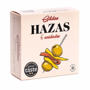 Estuche de Gildas con anchoa Hazas 6 unidades sobre fondo blanco