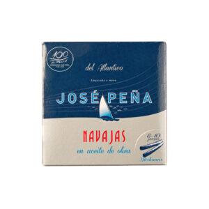 Navajas en aceite de oliva José Peña 4-8 piezas 110 g, conserva gourmet gallega en lata con navajas seleccionadas.