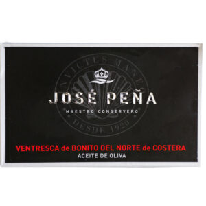 Ventresca de bonito del norte de costera José Peña 120 g en aceite de oliva, conserva gourmet elaborada artesanalmente.