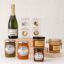 Cesta Gourmet de Foie Gras y Champagne Francés Grand Cru 8 productos con foie, champagne, crackers y confituras