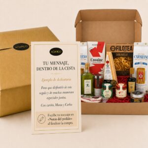 Tarjeta dedicatoria personalizada para Cesta Gourmet de Pasta Selección Italiana 12 productos