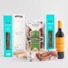 Cesta ibéricos selectos de Salamanca con jamón, embutidos Aljomar y vino crianza