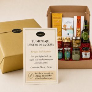 Tarjeta dedicatoria personalizada para Cesta Vegana Gourmet 100% Vegetal 11 productos