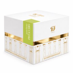 Panettone de Pistacho De Vivo 600 g en caja regalo blanca y dorada