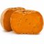 Queso Mimolette curado Llenques en pieza cortada sobre fondo blanco