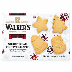 Shortbread Navideño Walker’s Festive Shapes 260 g con galletas de mantequilla escocesas