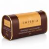 Foie Gras de Oca Trufado en Bloc Imperia 200 g en estuche cilíndrico marrón y dorado sobre fondo blanco