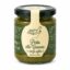 Pesto alla Genovese sin ajo Bamella 180 g en tarro de cristal sobre fondo blanco