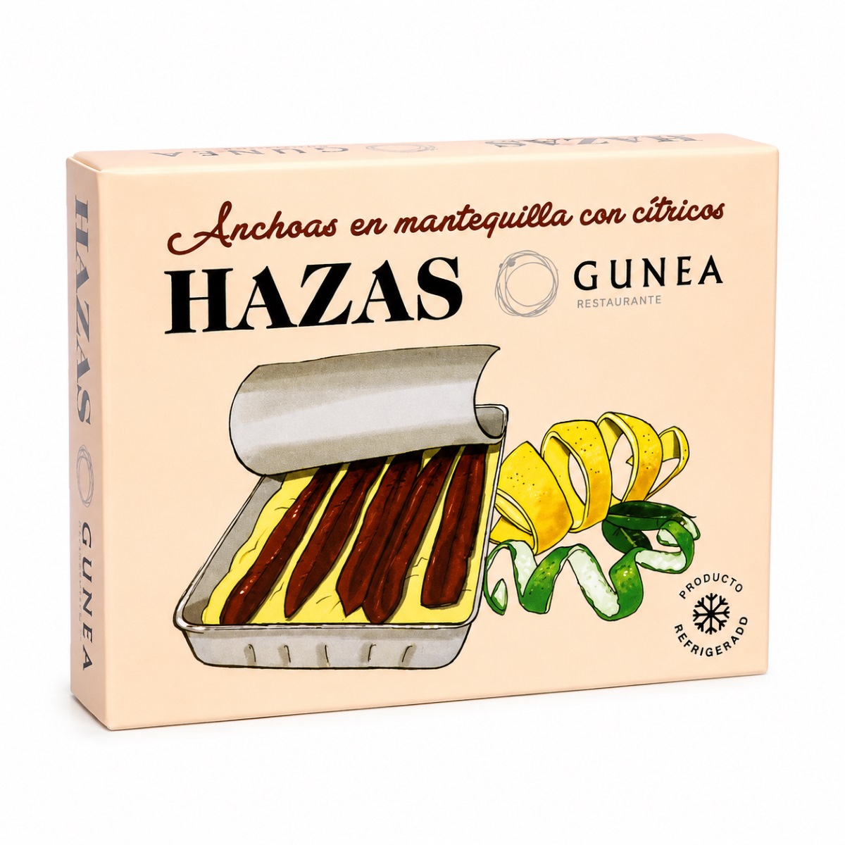 Anchoas Hazas en Mantequilla de Cítricos 85 g Anchoas Hazas en Mantequilla de Cítricos 85 g producto refrigerado