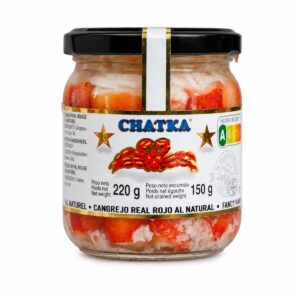 Cangrejo Real Rojo al Natural Chatka 220 g en tarro de cristal