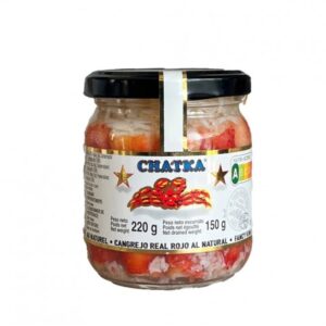 Cangrejo Real Rojo al natural Chatka 220 g en tarro de cristal con 60 % de patas seleccionadas