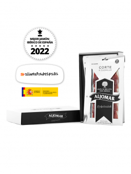 Jamón de Bellota 100% Ibérico Aljomar – Corte a Cuchillo Loncheado Jamón de bellota 100% ibérico Aljomar corte a cuchillo loncheado premiado 2022