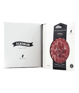 Jamón de bellota 100% ibérico Aljomar cortado a mano en estuche premium