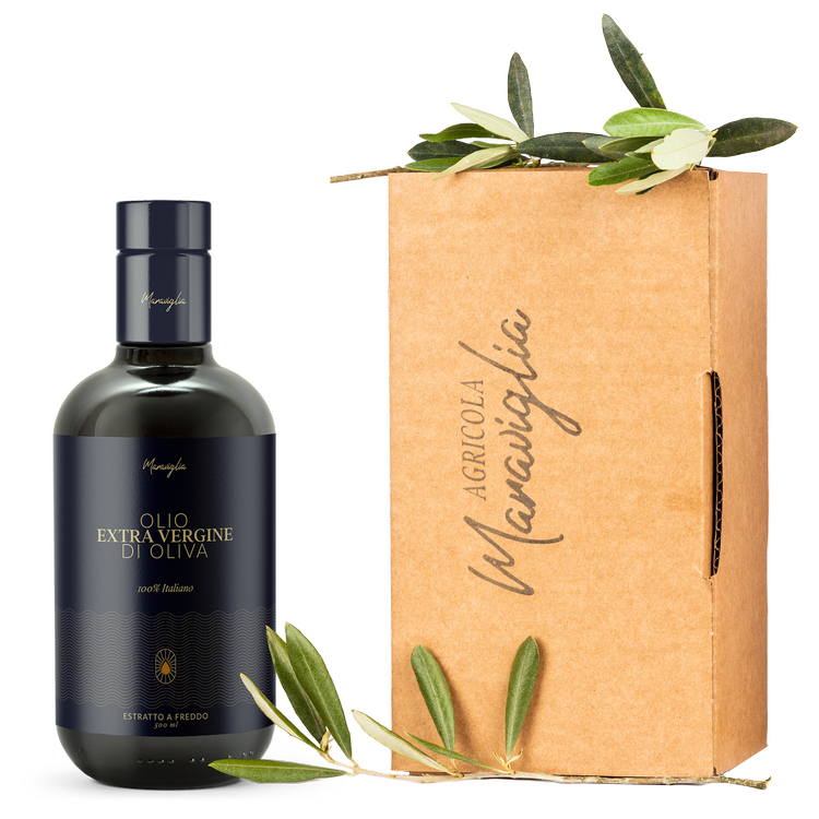 Aceite de oliva virgen extra Maraviglia con estuche original de Agricola Maraviglia