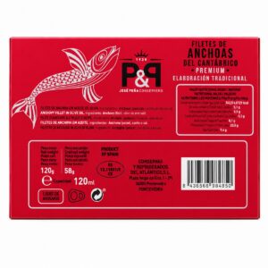 Vista trasera de Anchoas José Peña del Cantábrico Premium en Aceite de Oliva 120 g