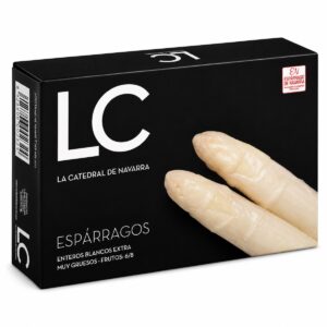 Espárragos enteros blancos extra muy gruesos de Navarra IGP La Catedral de Navarra 6/8 en estuche negro