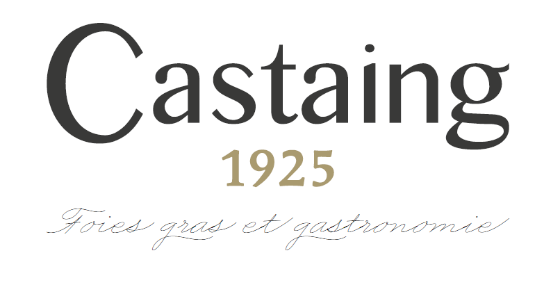Logotipo Castaing 1925 foie gras francés gastronomía artesanal tradición del suroeste de Francia